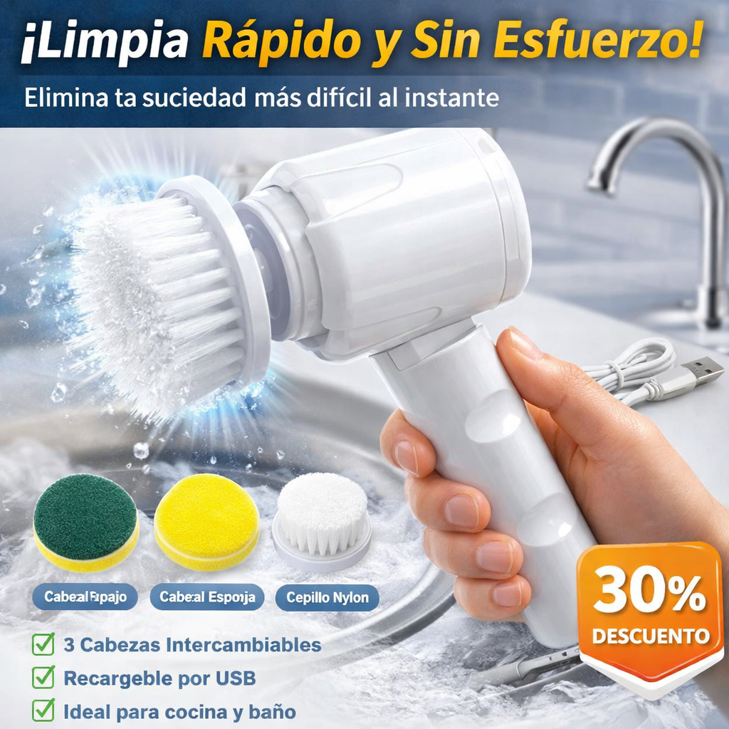 Cepillo eléctrico de limpieza 3 en 1 con potencia ajustable